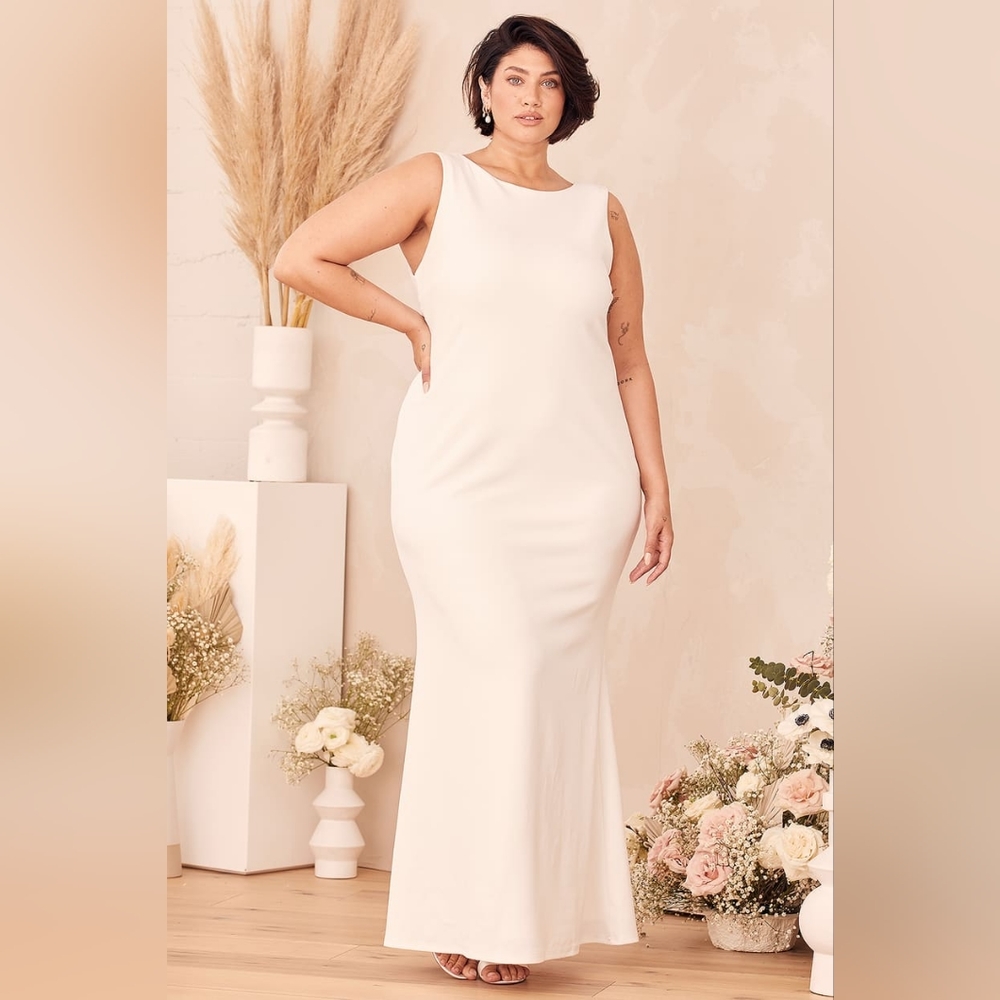 Love In Your Eyes Ivory Knotted Mermaid Maxi Dress - Picture 8 of 9